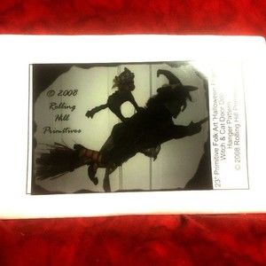 Witch & Cat Doll Door Hanger Halloween 2008 23in Pattern Primitive Folk Art NOS